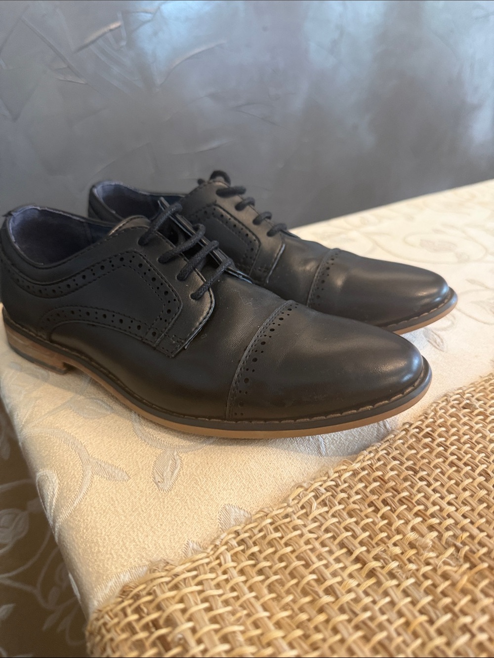 Kids Black Leather Dress Oxfords - Classic Lace-Up Style
